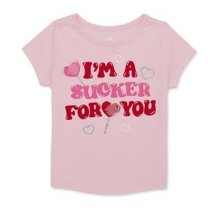 Valentine's Day Sucker Toddler Girl Short Sleeve Graphic Tee, Sz 3t NWT
